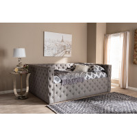 Baxton Studio CF8987-B-Grey-Daybed-F Anabella Modern and Contemporary Grey Fabric Upholstered Full Size Daybed